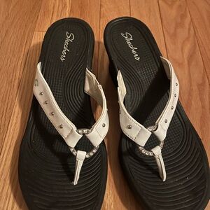 Skechers White Sandals with Cushioned Soles
